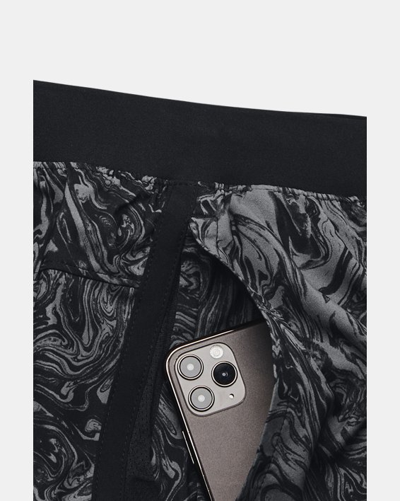Men's UA Launch SW 5'' Printed Shorts, Black, pdpMainDesktop image number 4